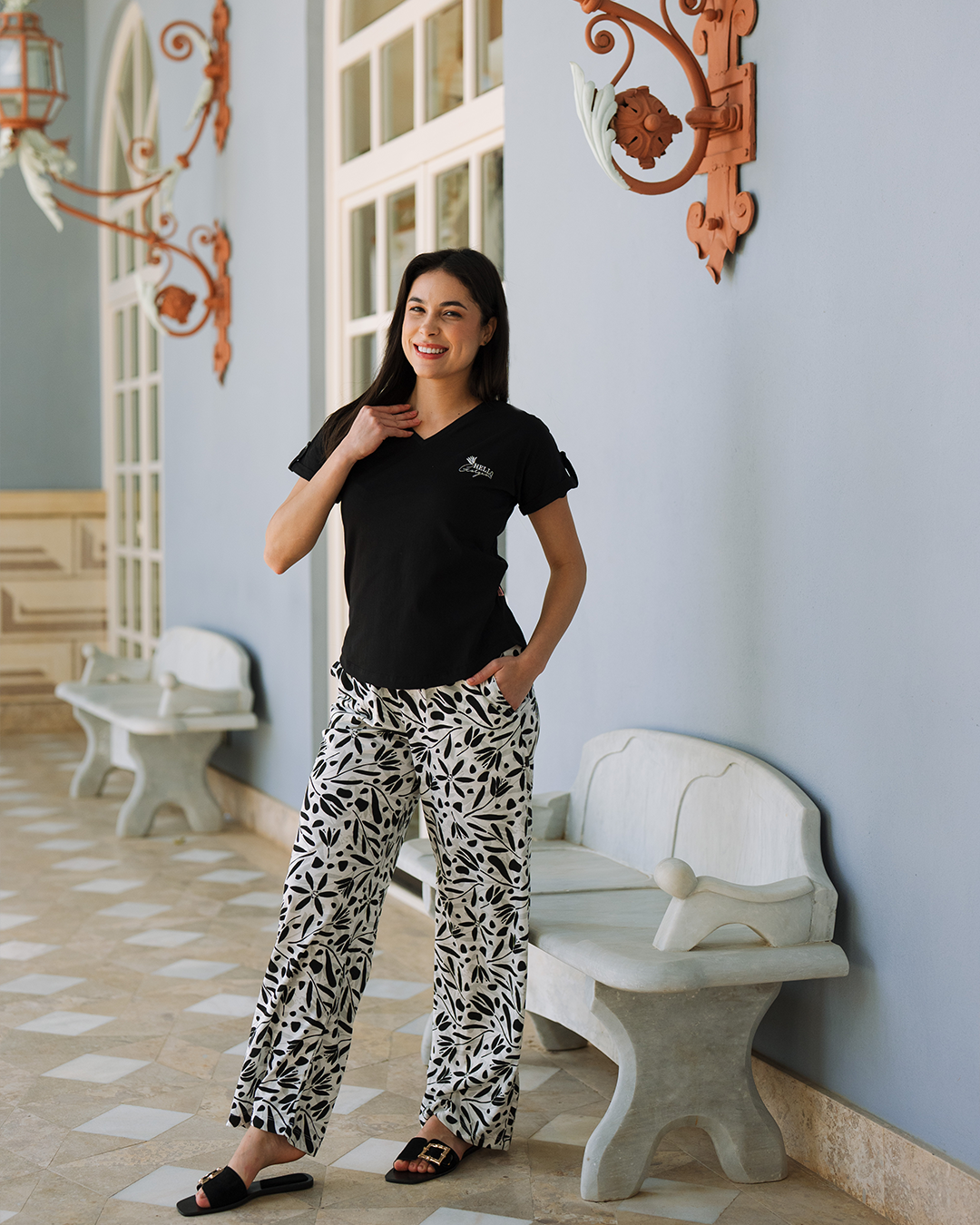 Modern Floral Pajama Cut and Short
