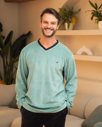 V Men's Pajamas Embroidery on the Chest Horse Velvet Neck