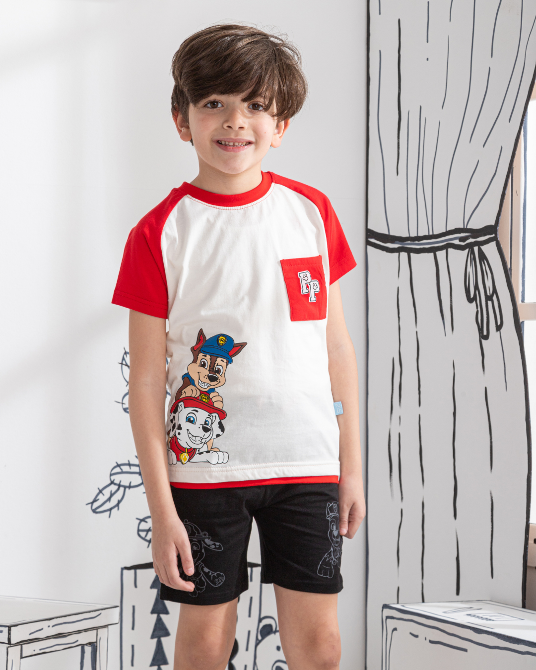 Paw Patrol بيجاما اولادي نص كم وشورت قطن