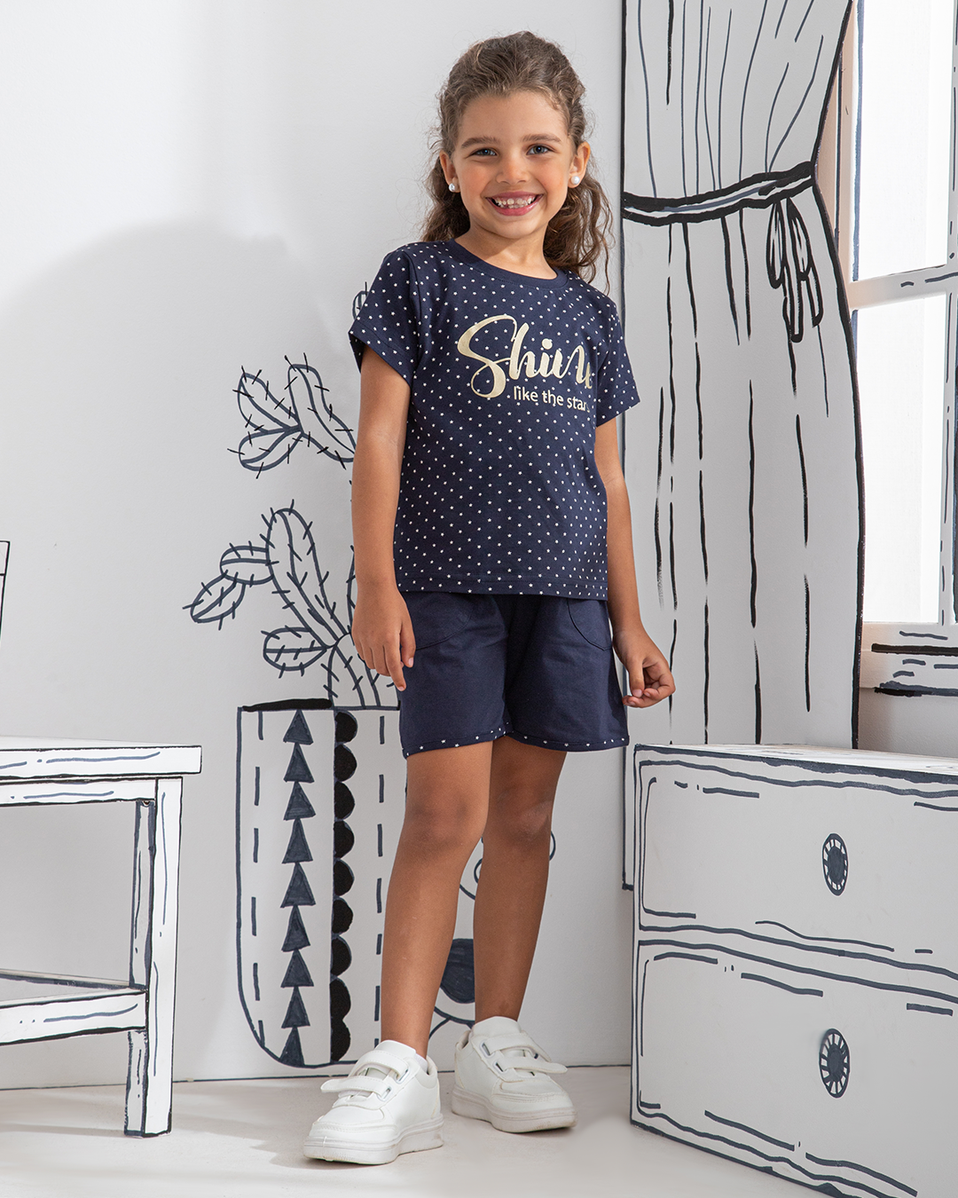 shine like the stars بيجاما بناتي نُص كُم