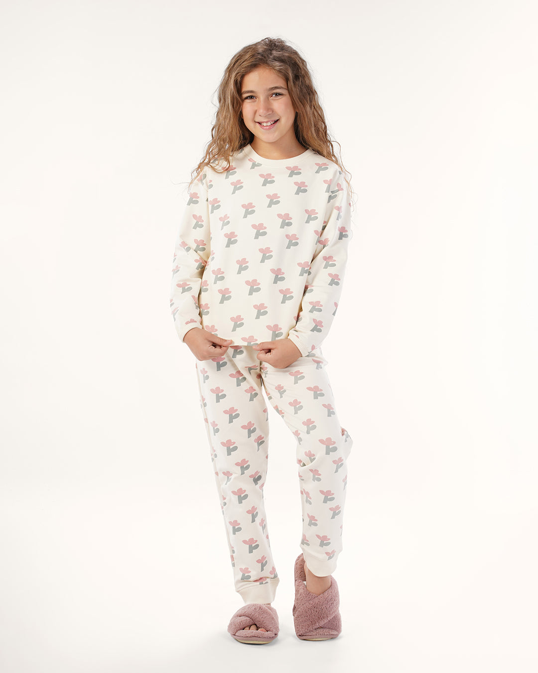 بيجاما كم طويل ورود مرحة