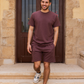 Men's half-sleeve pajamas and shorts with jacquard embroidery