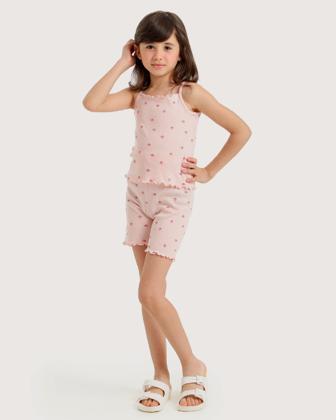 بيجاما قصيرة لطيفة بتصميم الفراولة