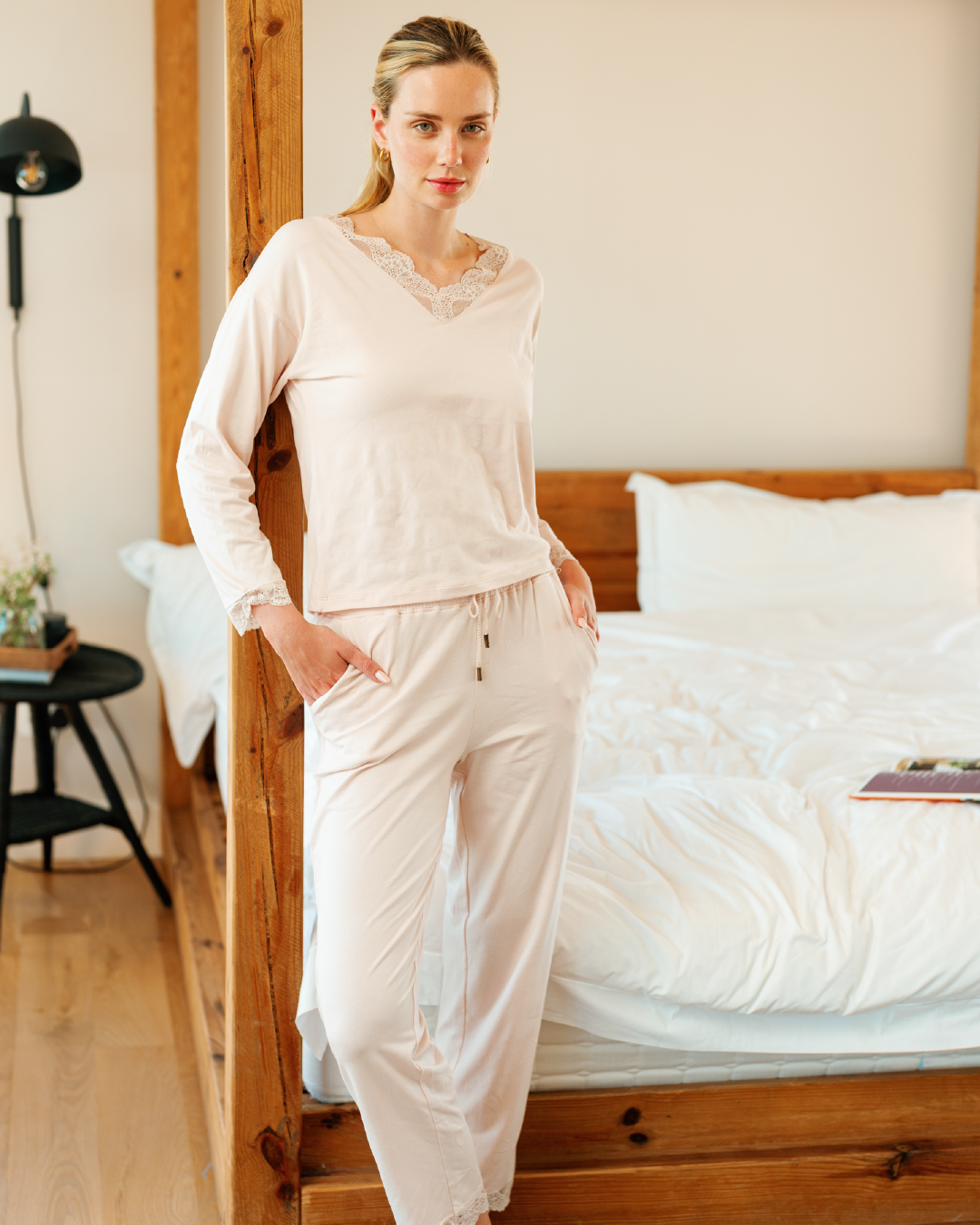 بيجاما بنطلون مودال بدانتيل