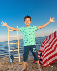 summer palm Boys' pajamas, half-sleeved jersey and shorts