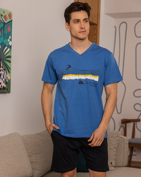 california V-cut shorts, half-sleeve pajamas for men