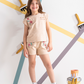 Girls' pajama set and shorts printed with flowers