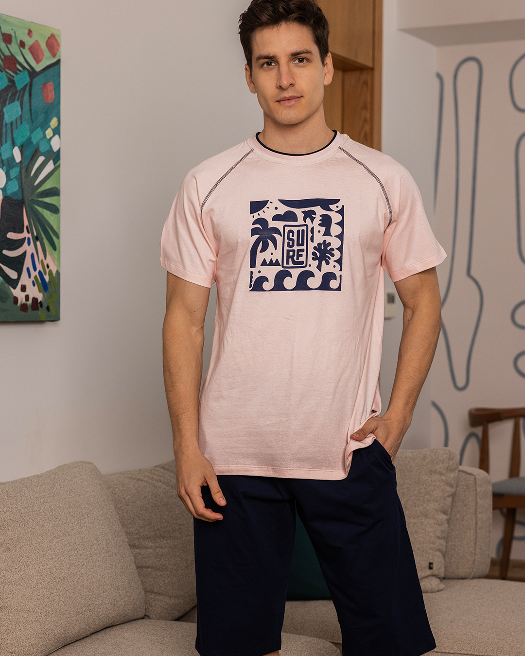 Pentacore Sure men's pajamas, half sleeves, raglan, round neck