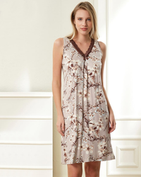 Short V neck night shirt for women