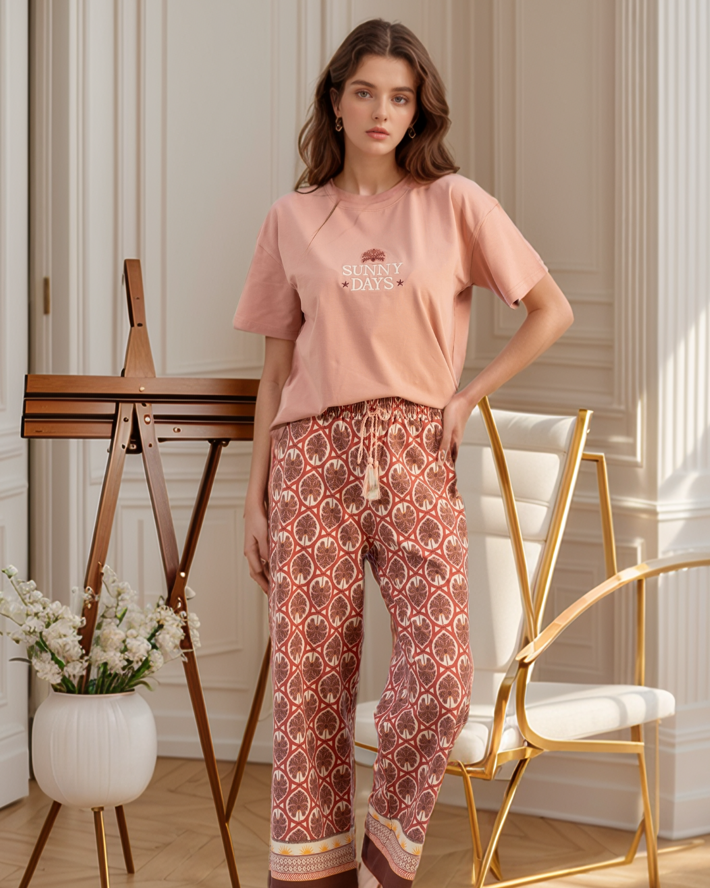 sunny day بيجاما حريمي نص كم بنطلون الكينار