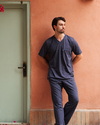 بيجاما رجالى توب مطبوع نصف كم و بنطلون ساده