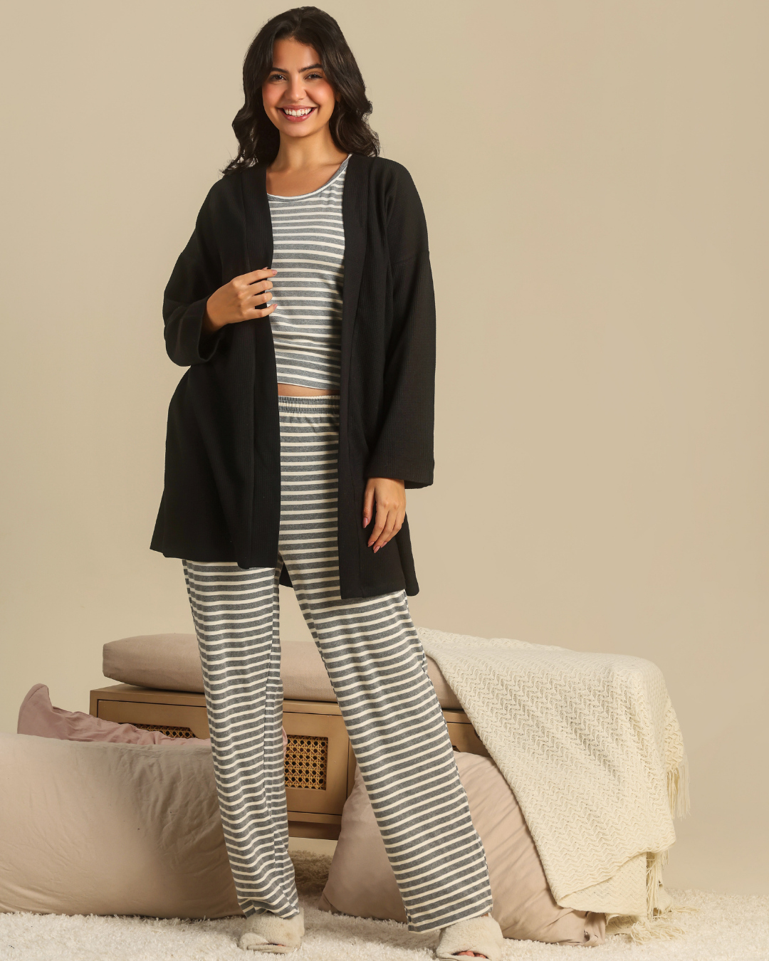 Soft Women 3 pcs Pajama in Stripes