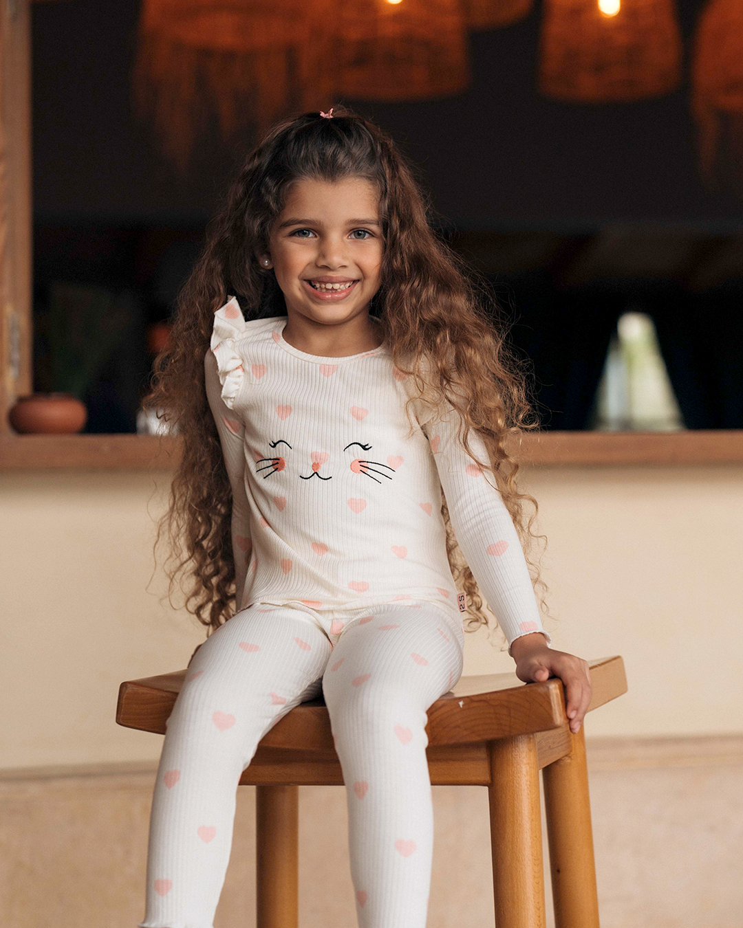 Cat Heart Pajamas for children, girls, long sleeves