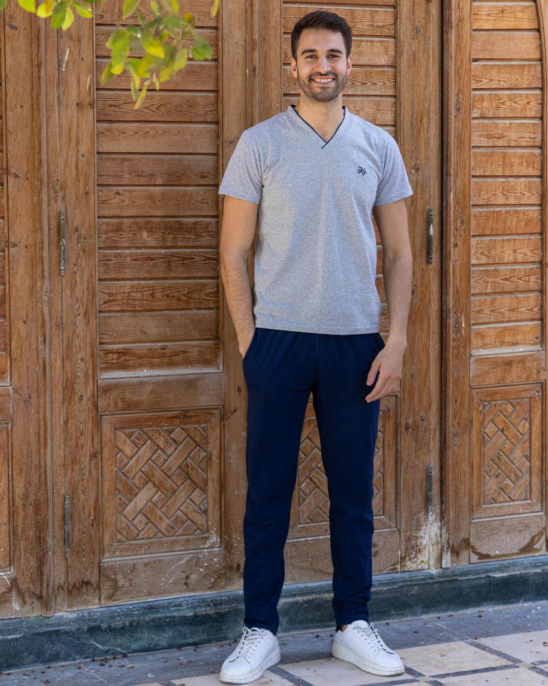 Men's pajamas, cotton, seven-legged pants