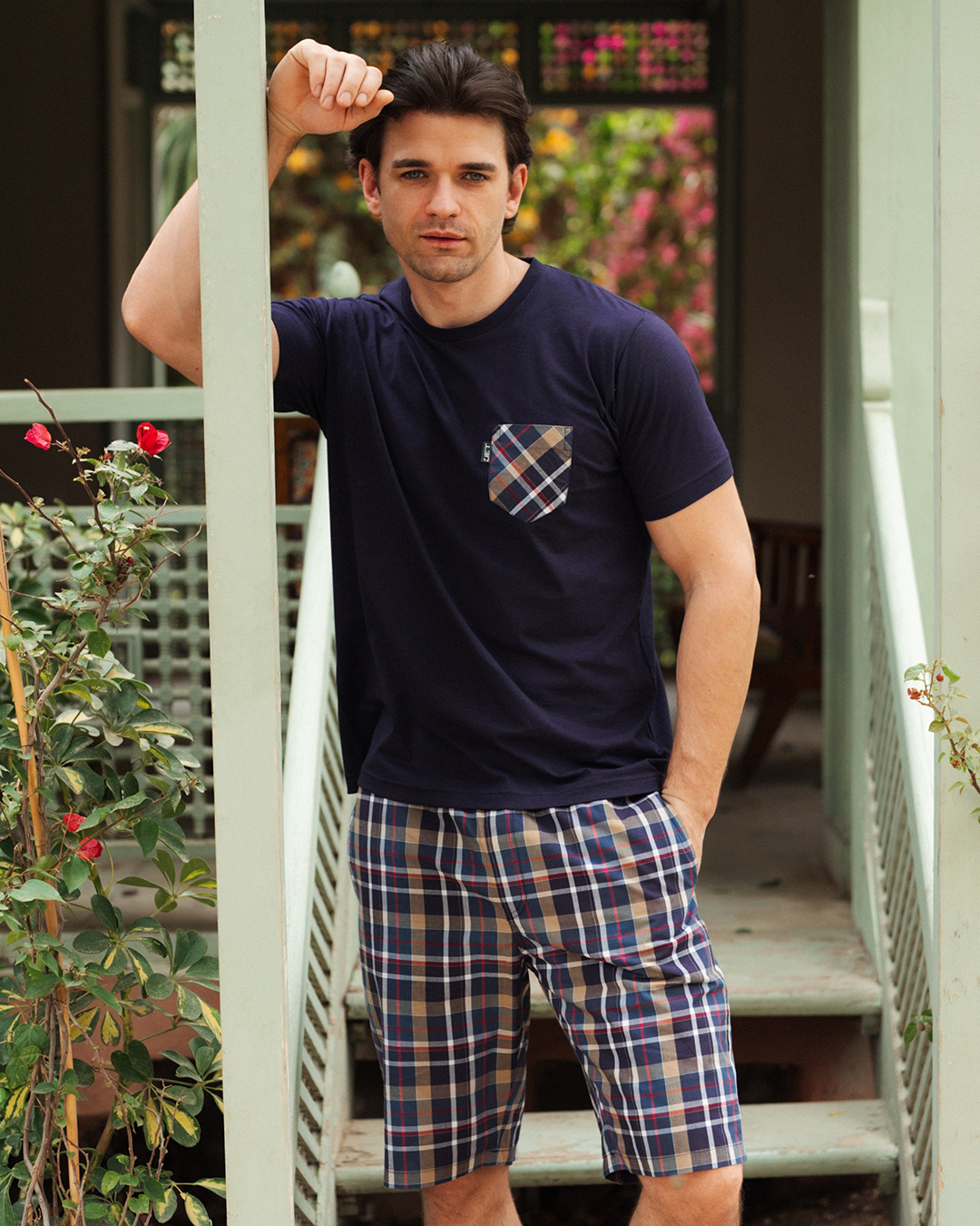 بيجامة رجالى سادة نص كم و شورت كاروه