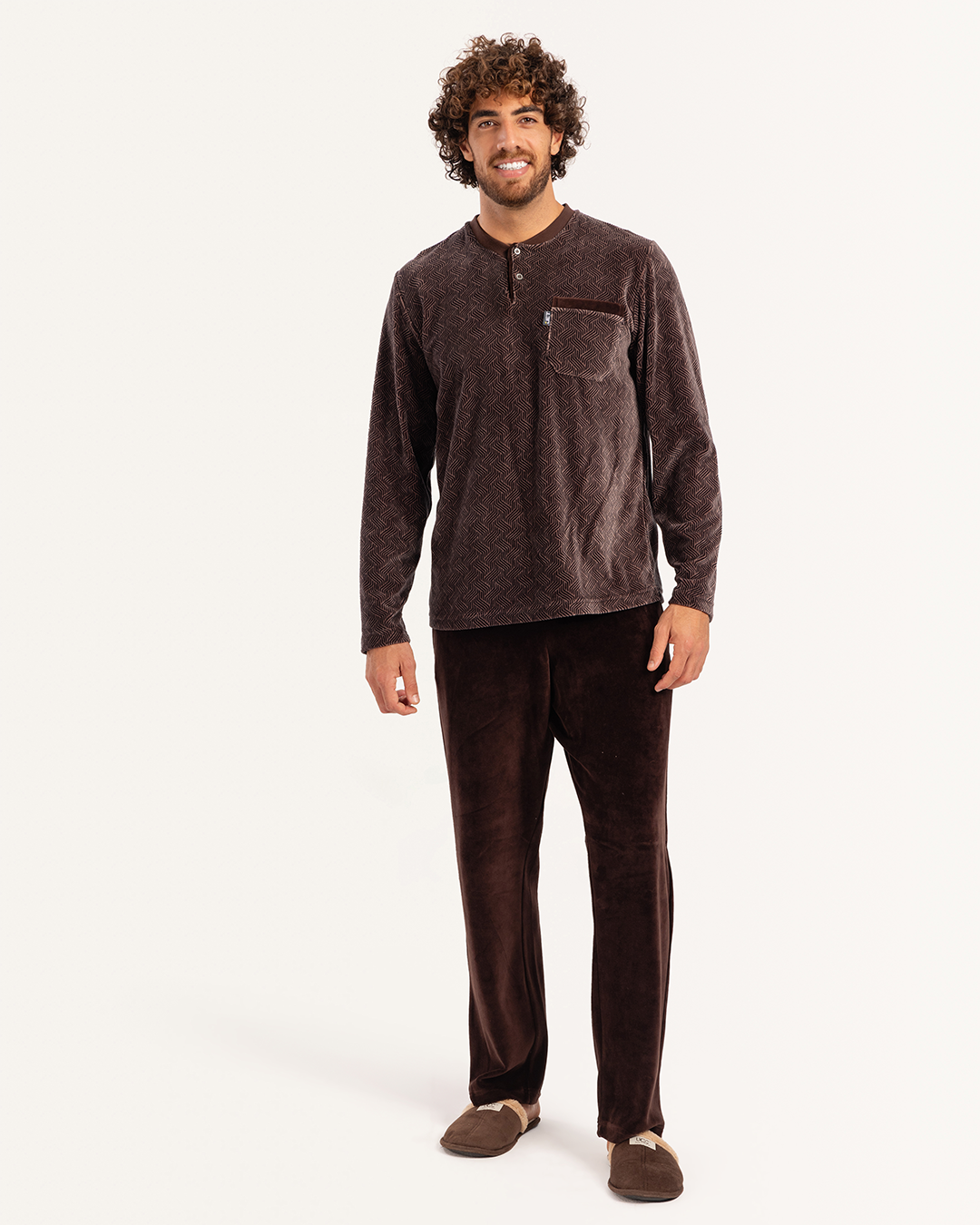 بيجاما رجالى قطيفة بنطلون ساده