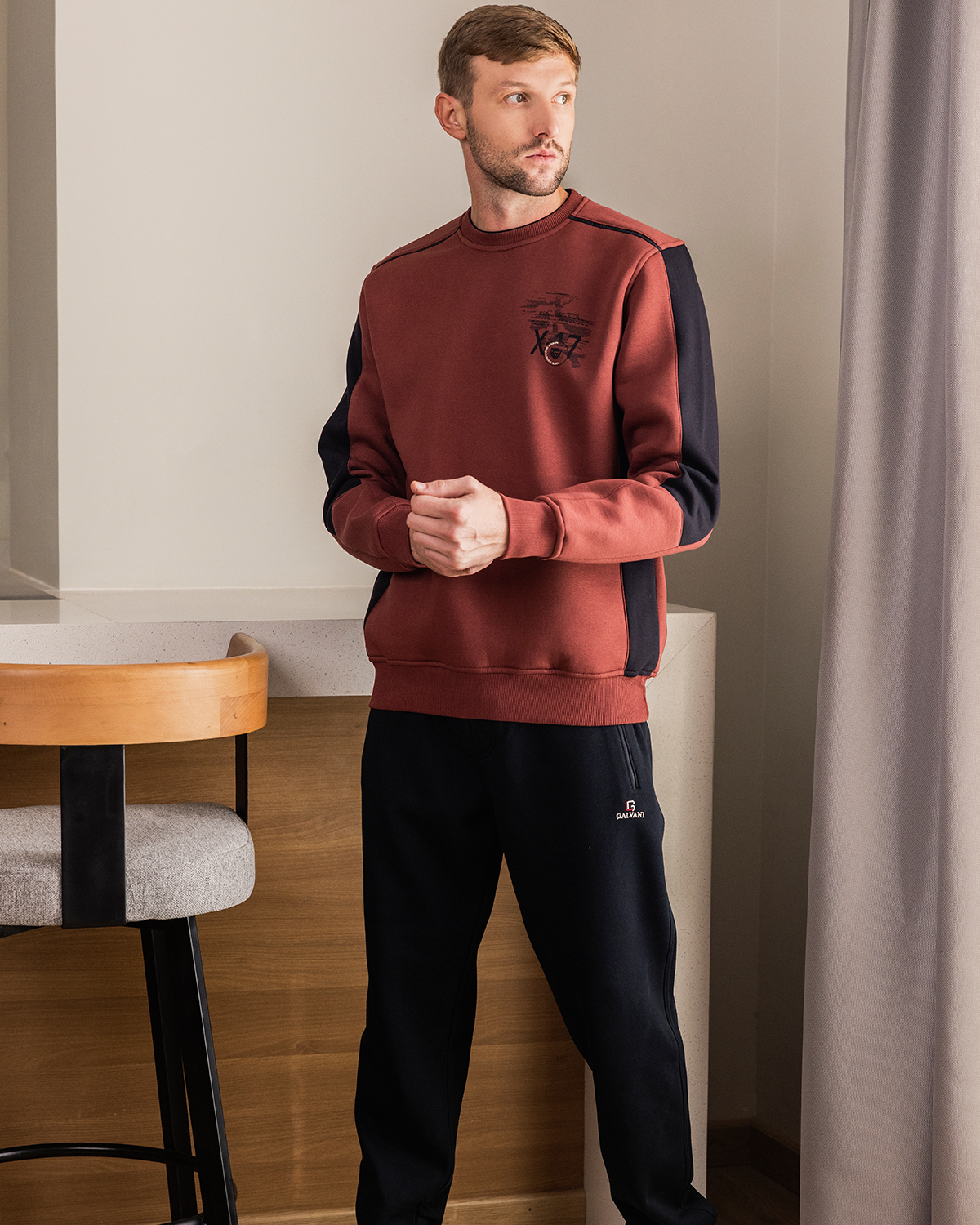X 17 Men's pajamas, round print on the chest