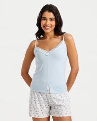 بيجاما شورت فسكوز ليكرا, ورود زرقاء