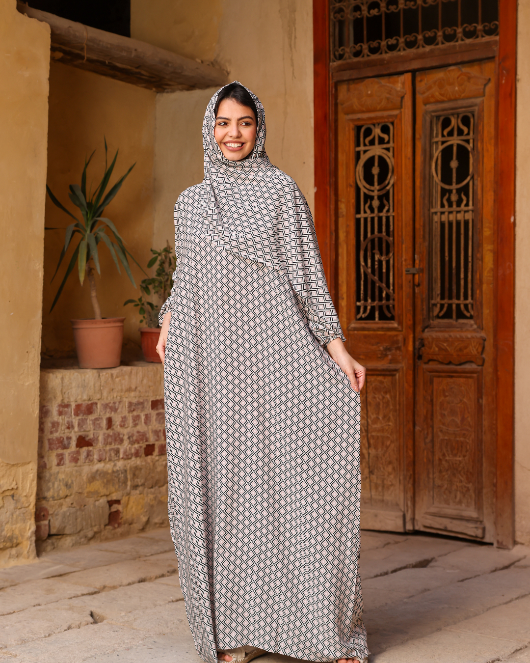 Black checkered women's hijab