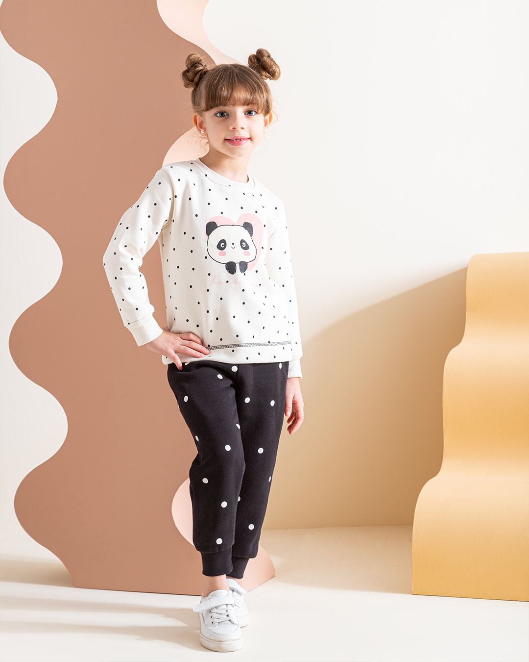 Panda girls' polka dot pajamas