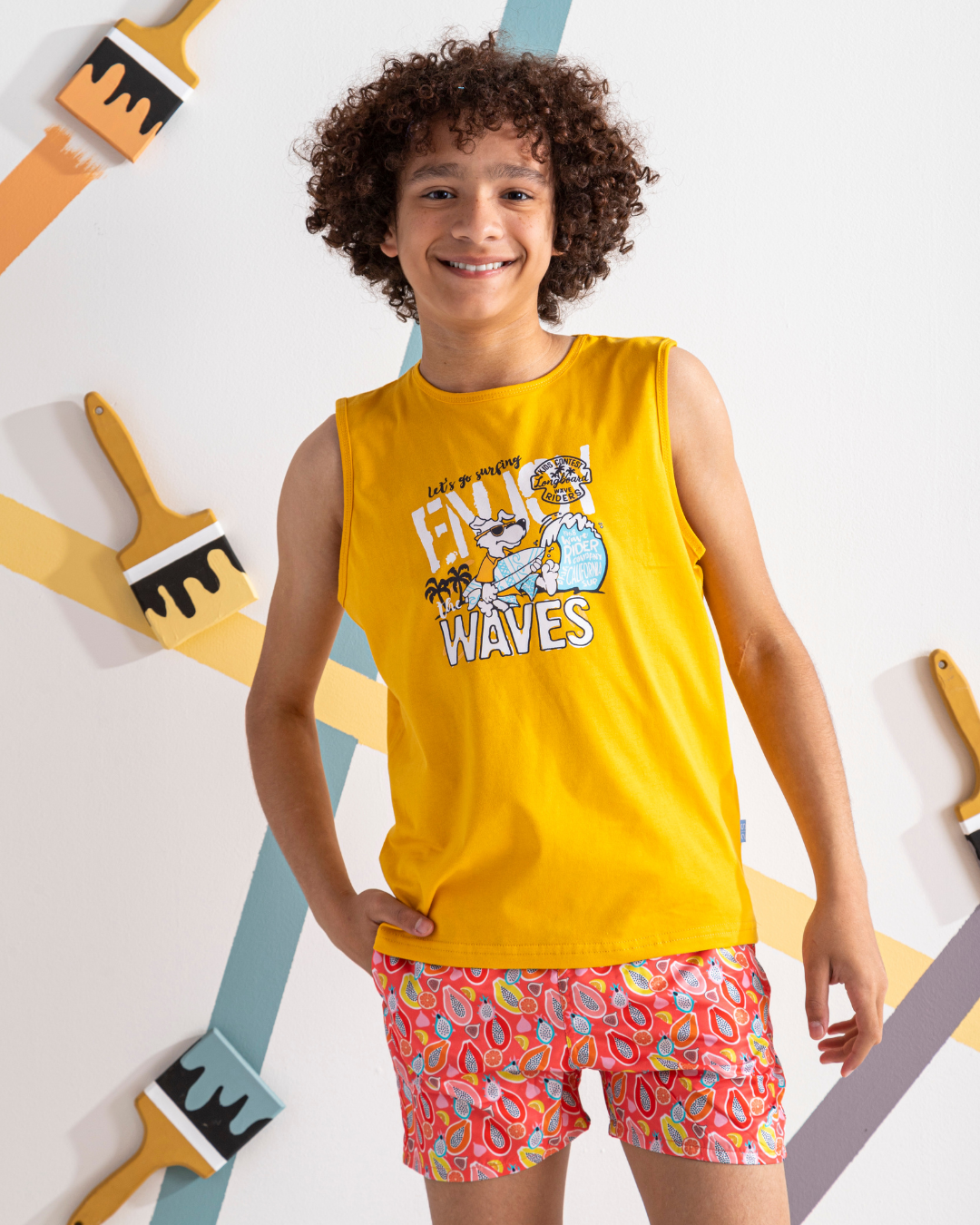 Enjoy Waves تيشرت اولادي كت قطن 100%