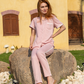 butterfly embroidered women's pajamas