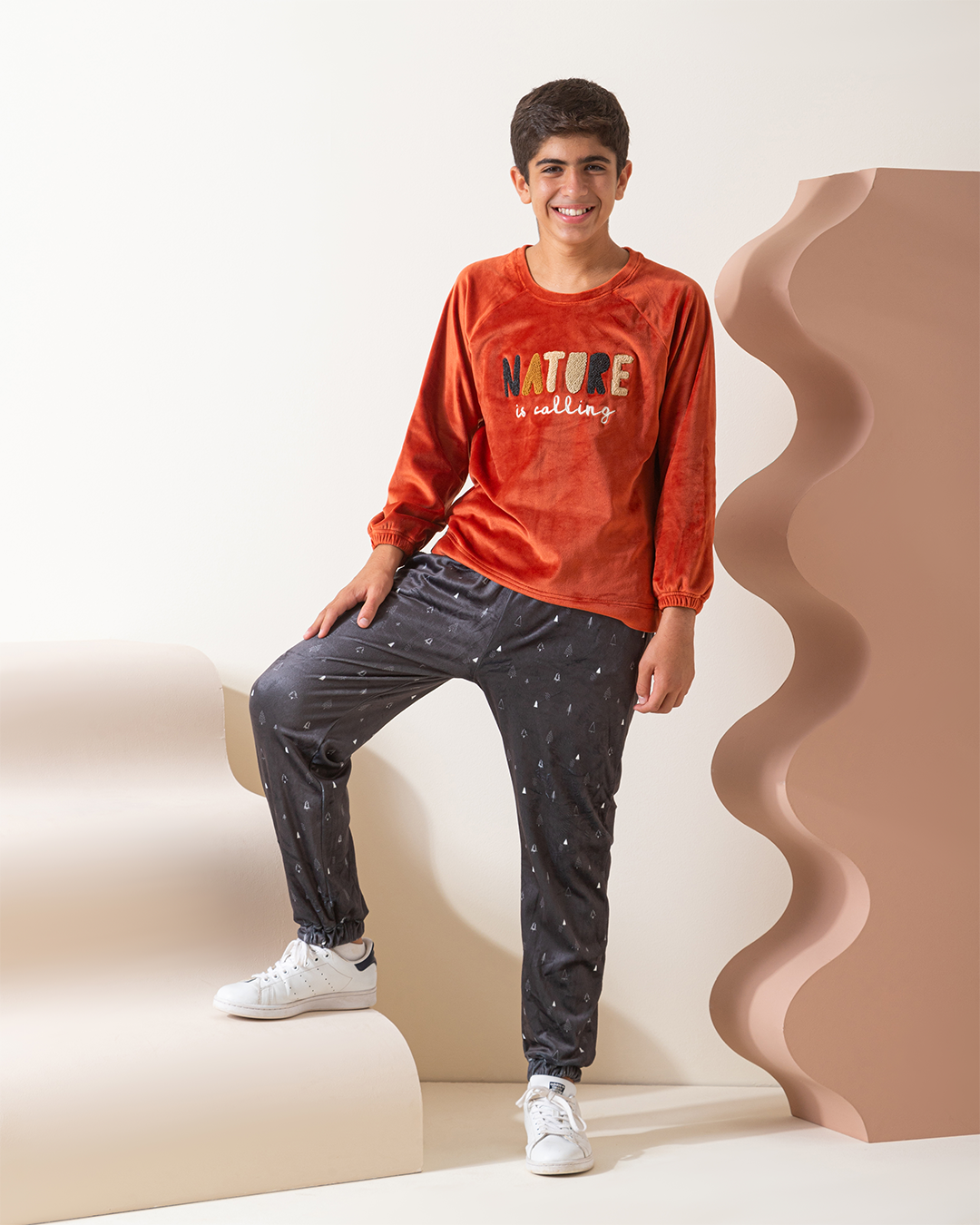 Nature is calling Soft Velvet Raglan Sleeve boys pajamas