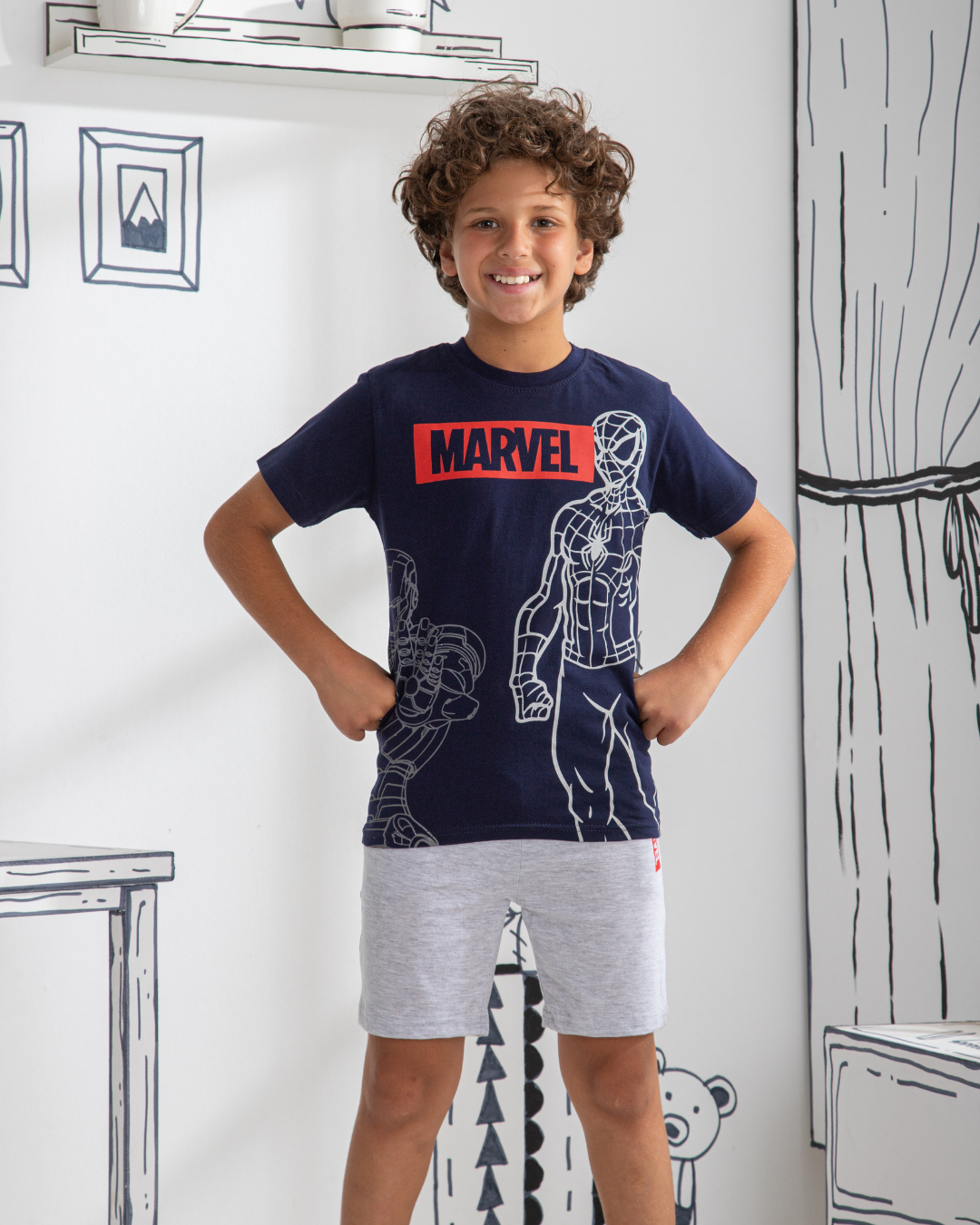 Spiderman and ironmanMy boys' half sleeve pajamas