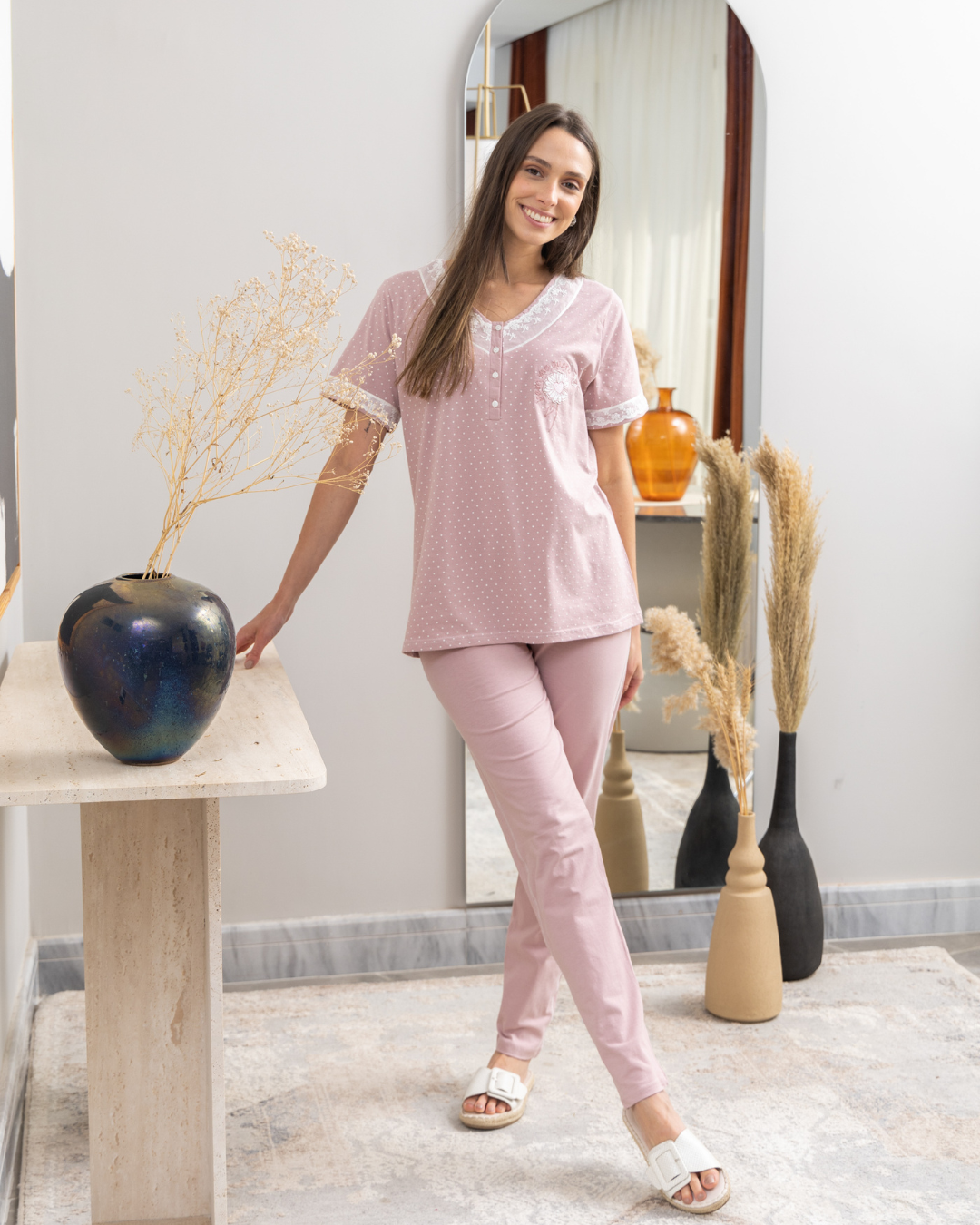 flower بيجامه حريمي مطرز