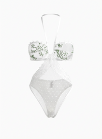 Y Cash Mousseline Deux Pièces Connectées à la Dentelle