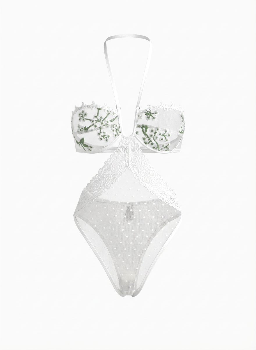 Y Cash Mousseline Deux Pièces Connectées à la Dentelle