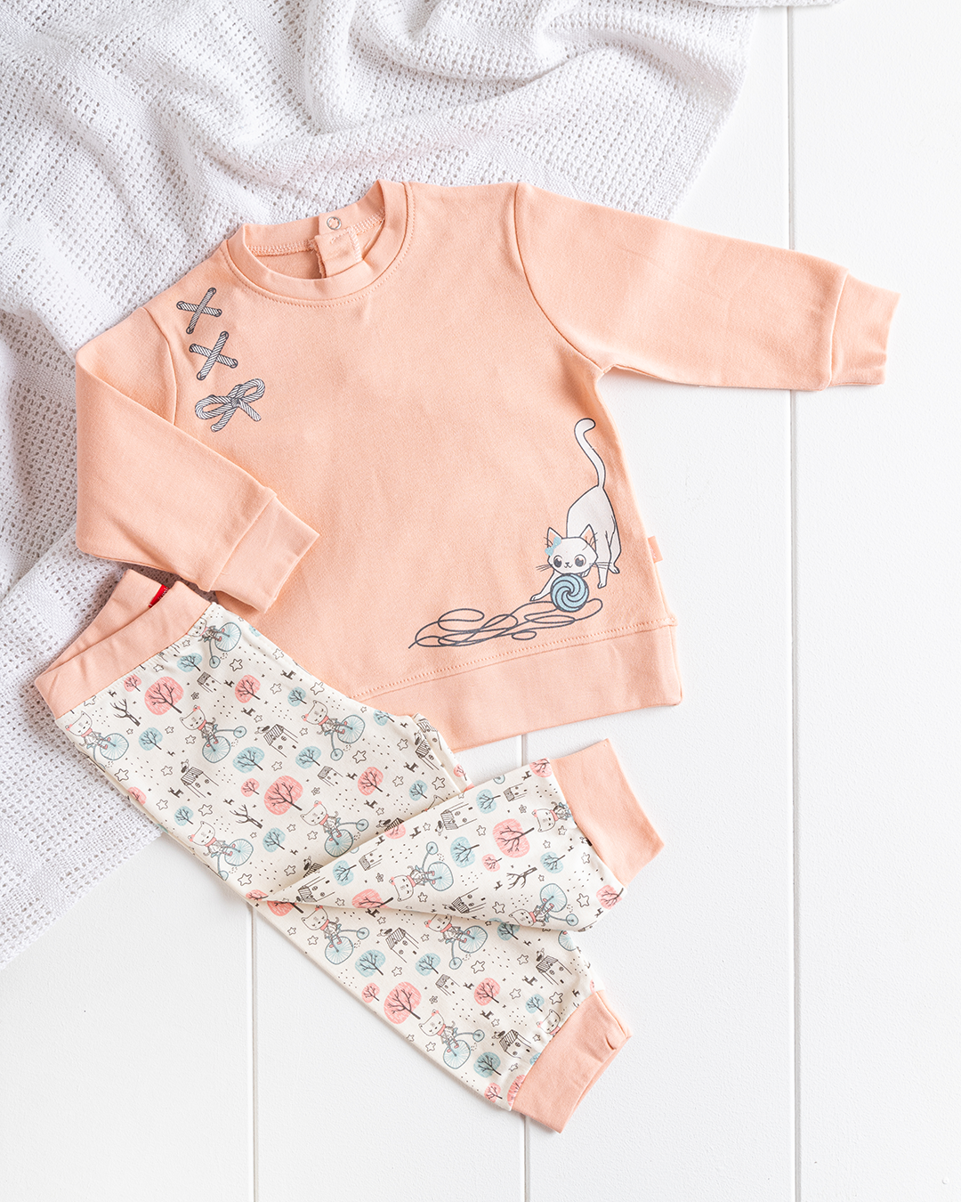 Happy Kitty girls' pajamas, T-shirt + printed pants