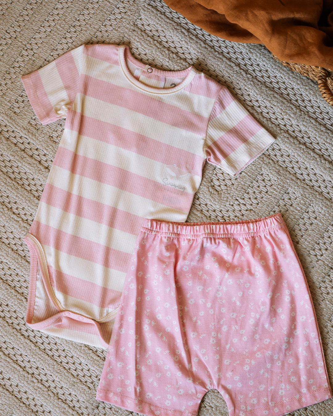 Girls' outfit with soft pink floral print