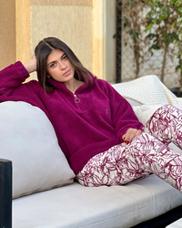 Dreamy بيجاما حريمي بكم و بنطلون بولار في هايدي مطبوع