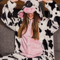 Cow Polar Onsie سالوبيت بكابيشون حريمي وبناتي مطبوع بقرة