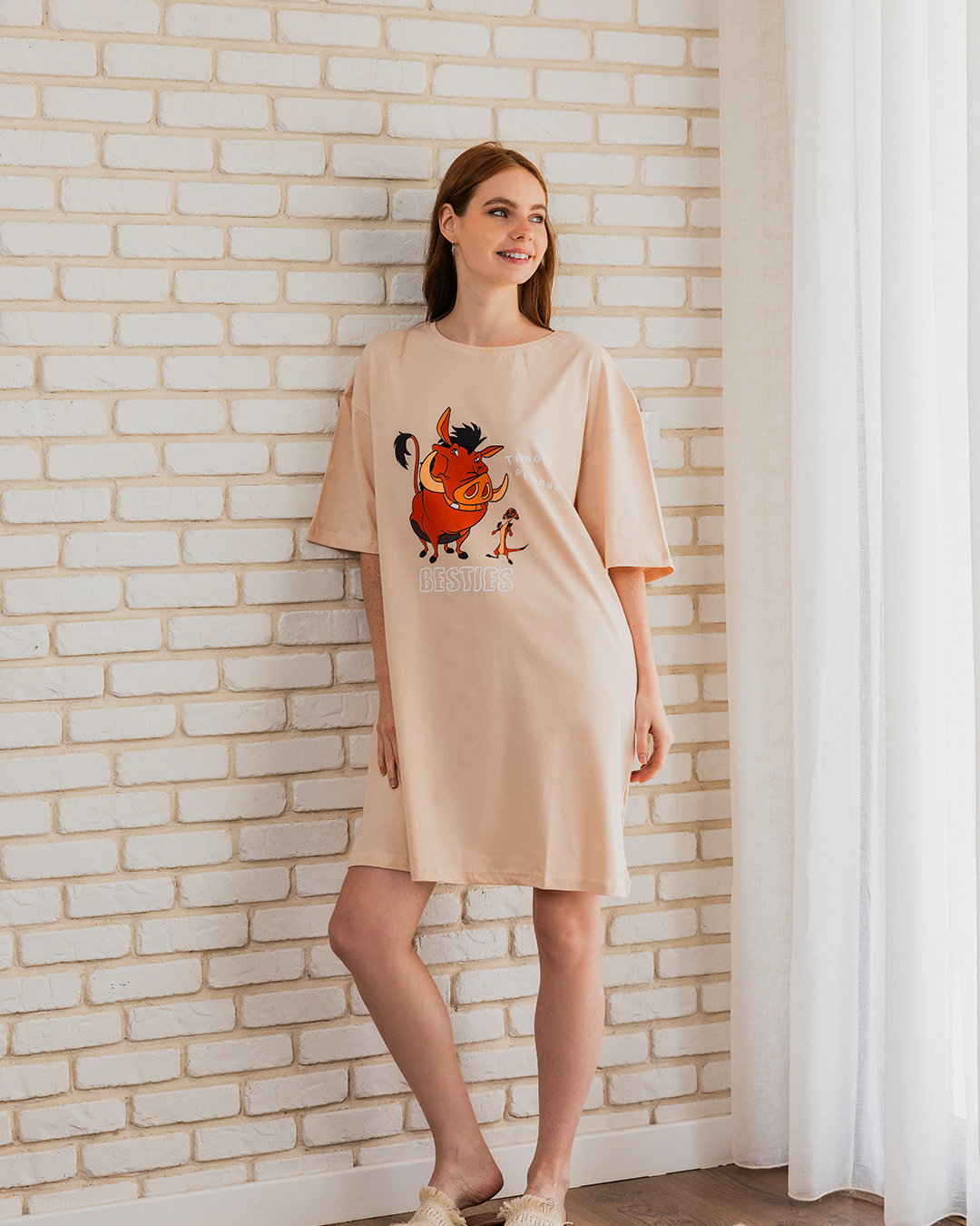 timonpumbaa women's night shirt, half short sleeves