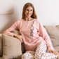 Love Women's Long Sleeve Pajamas with Hearts Print + Embroidery