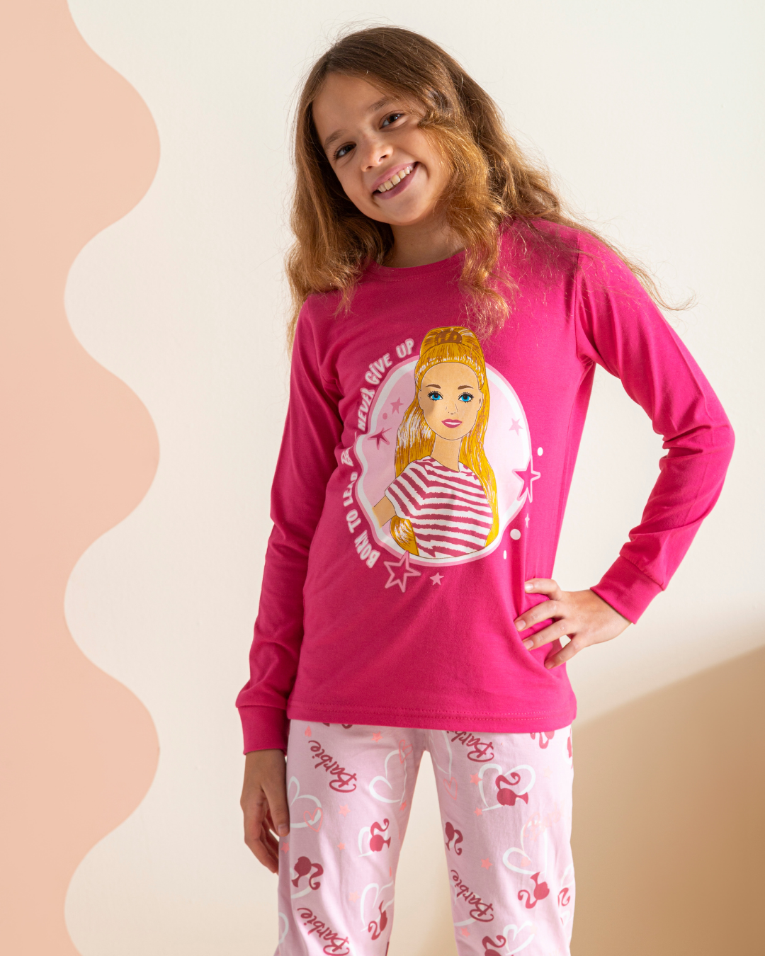 Girls Barbie printed pajamas