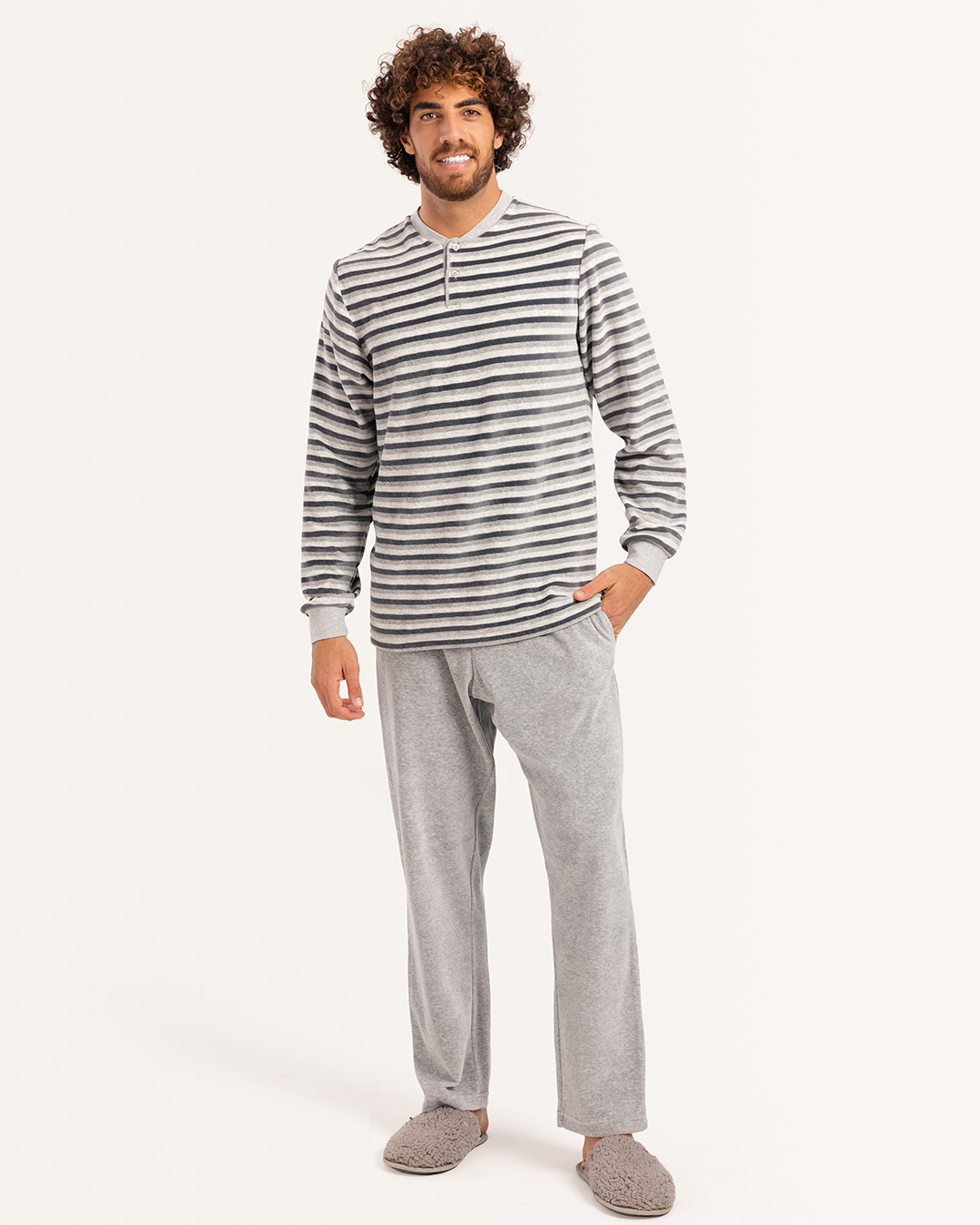بيجاما رجالى قطيفة بنطلون ساده