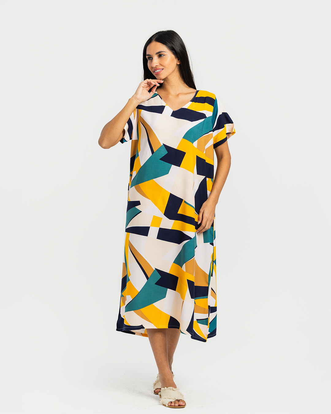 قميص فسكوز نص كم مشجر 66