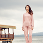 Warm nights womens' long sleeve ribbed jacquard pajamas