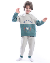 Winter G بيجامه اولادي تيشيرت بالكبيشون + بنطلون مطبوع