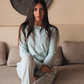 Pointelle Fabricبيجاما حريمي كم طويل بوانتيل *بنطلون قطن مطبوع