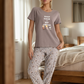 KEEP CALM AND SIP COFFEE Women's pajamas with half-sleeved T-shirt and checkered printed pants