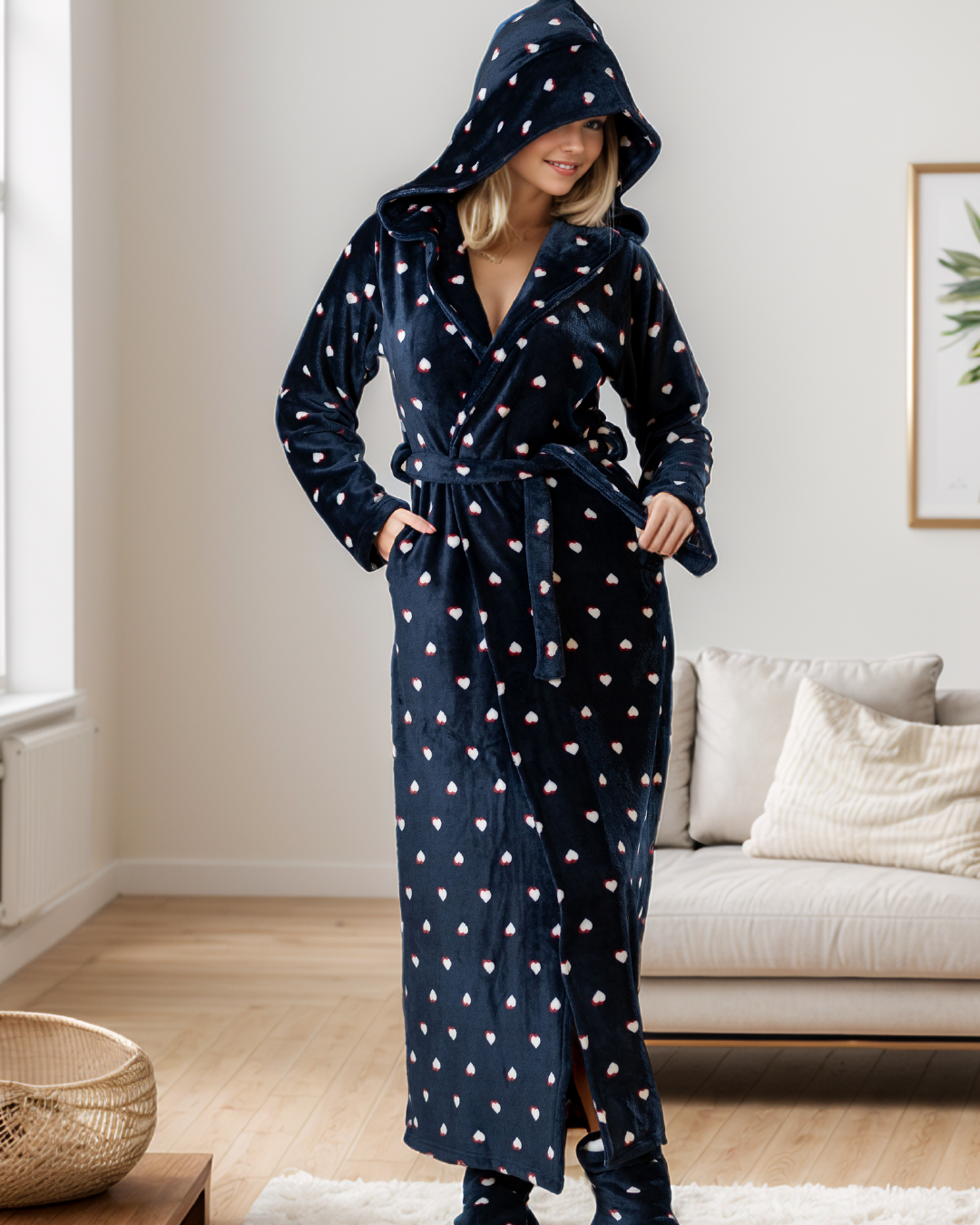 Long heart women's robe