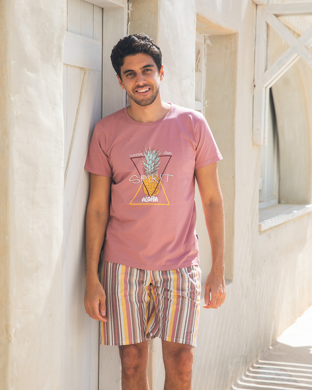 Spirit Aloha men's pajama shorts stripe longitudinal