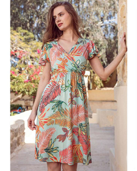 Short floral V night shirt for women