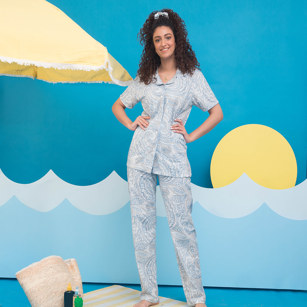 Classic pajamas with cashmere pattern