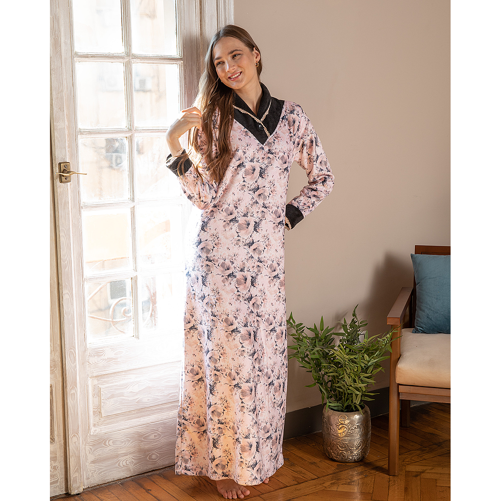 Women's night-shirt, cool shawl and rose