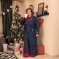 Women's cashmere robe embroidered with flowers on the collar and pocket